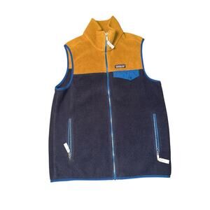 Patagonia Lightweight Synchilla Snap-T Fleece Vest Brown Blue Mens Size S